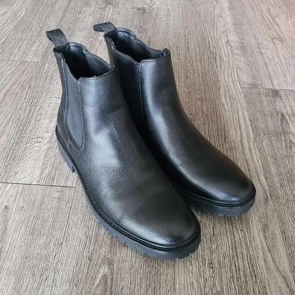 New Calvin Klein Boots, Men's Boots, Faux Leather, Black Boots