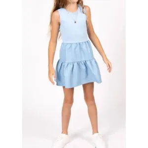 NEW CENTRAL PARK WEST girls sleeveless faux leather dress in blue