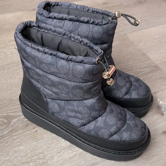 NEW [Coach] Idella Nylon Winter Bootie in Signature Black/Charcoal Women’s 6.0