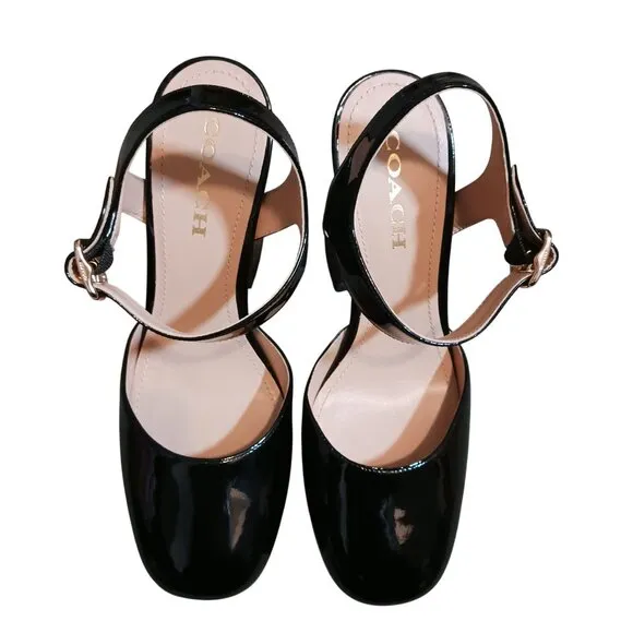 NEW Coach Isabella Black Patent Leather Platform‎ Pumps, Size 9