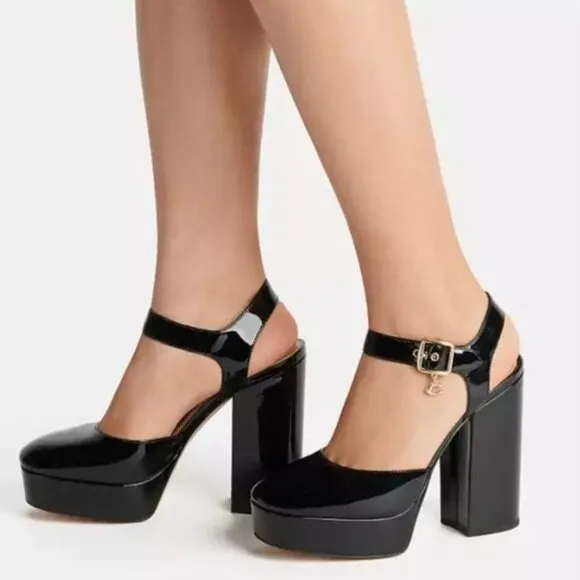 NEW Coach Isabella Black Patent Leather Platform‎ Pumps, Size 9