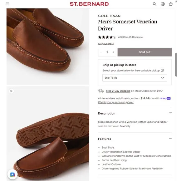 NEW Cole Haan Brown Leather Venetian Driving Loafers Mens 13M Dress Casual Shoes