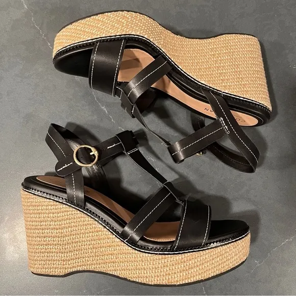 New Cole Haan sz 11 Cloud all day wedge espadrille sandals black