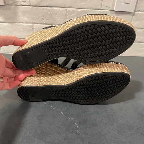 New Cole Haan sz 11 Cloud all day wedge espadrille sandals black