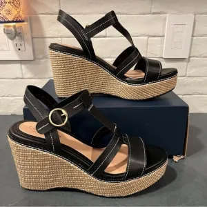 New Cole Haan sz 11 Cloud all day wedge espadrille sandals black