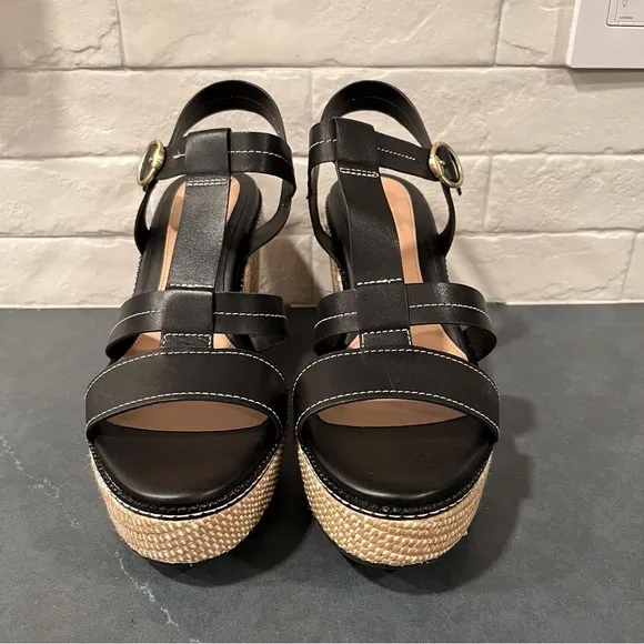 New Cole Haan sz 11 Cloud all day wedge espadrille sandals black