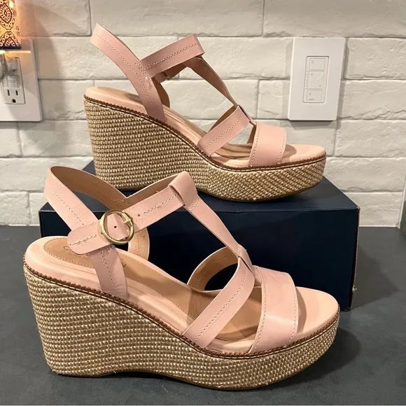New Cole Haan sz 11 Cloud all day wedge espadrille sandals pink