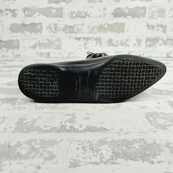 NEW Cole Haan Zerogrand Bow Skimmer Black Leather Slip On Pointy Toe Flats W593