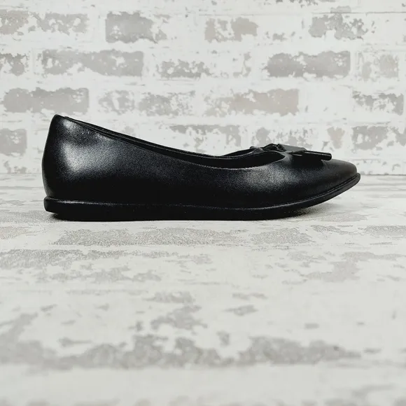 NEW Cole Haan Zerogrand Bow Skimmer Black Leather Slip On Pointy Toe Flats W593