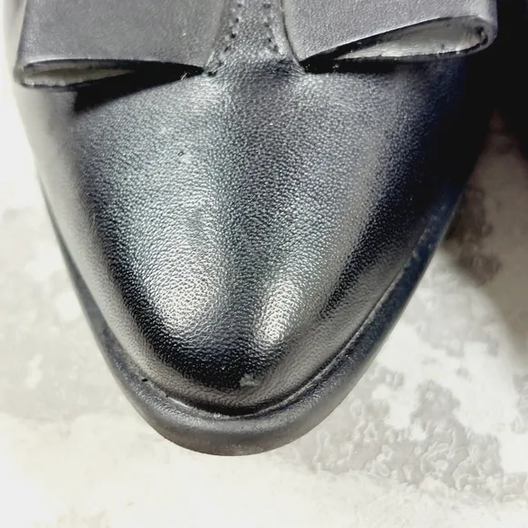 NEW Cole Haan Zerogrand Bow Skimmer Black Leather Slip On Pointy Toe Flats W593