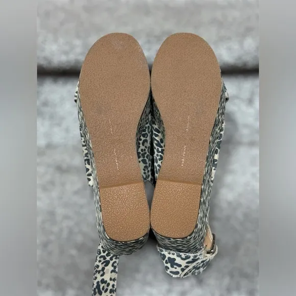 NEW Dolce Vita Leather Cheetah Lenni Open-Toe Wrap Wedge Sandals - Women’s 10