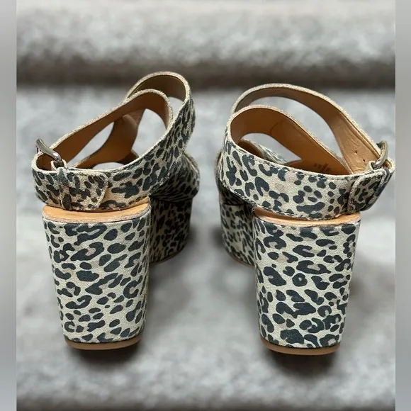 NEW Dolce Vita Leather Cheetah Lenni Open-Toe Wrap Wedge Sandals - Women’s 10