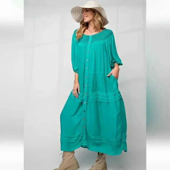 New Easel Button Down Maxi Dress