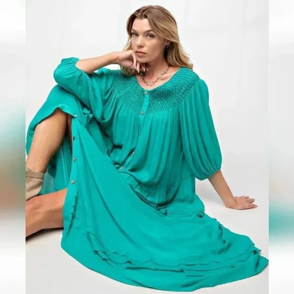 New Easel Button Down Maxi Dress