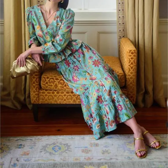 NEW ELIZABETH JAMES THE LABEL surrey midi skirt in exotic flower