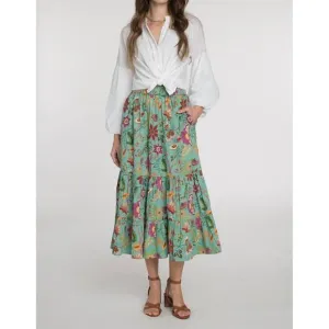 NEW ELIZABETH JAMES THE LABEL surrey midi skirt in exotic flower