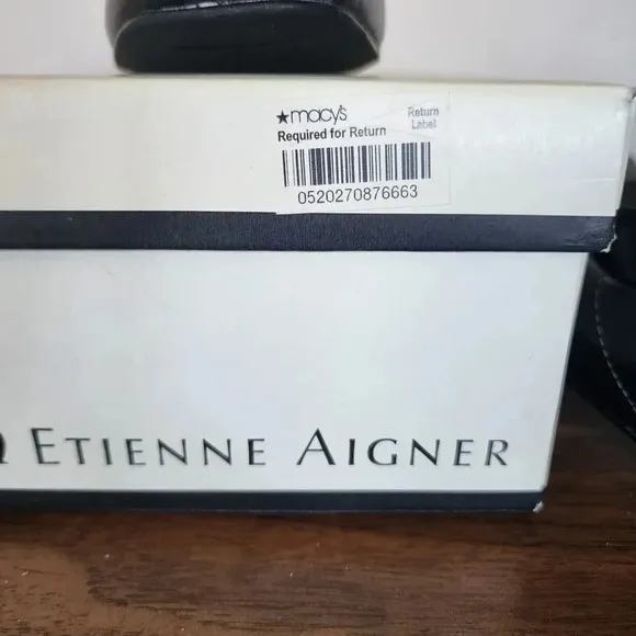 New Etienne Aigner Boat Shoes Women's Black Leather Slip On Low Top Flat Shoes