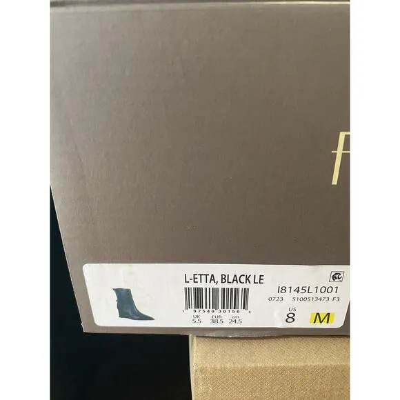 New Franco Sarto Etta‎ Leather Wedge Boots Pointed Toe Side Zip Western Black 8M