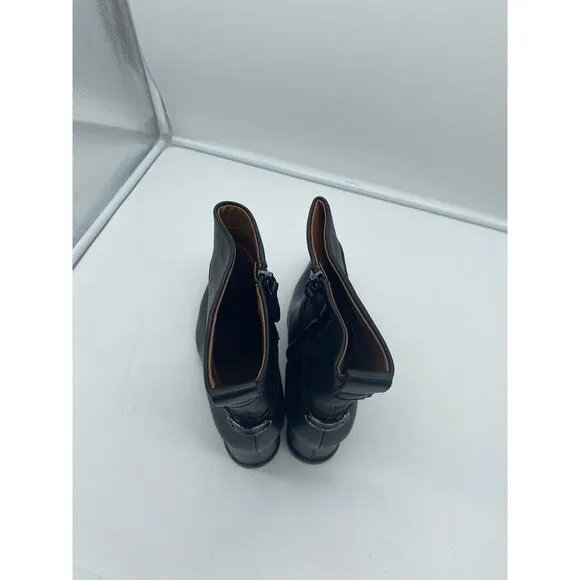 New Franco Sarto Etta‎ Leather Wedge Boots Pointed Toe Side Zip Western Black 8M