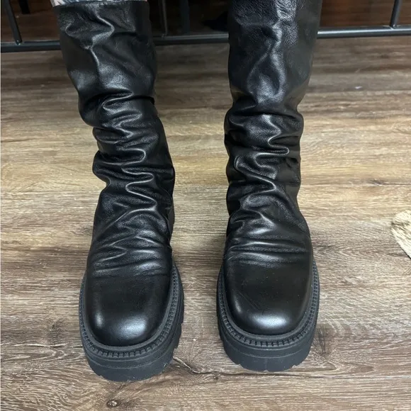 NEW Free People Black Leather Platform Boots