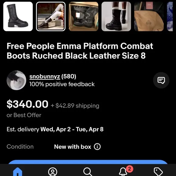 NEW Free People Black Leather Platform Boots