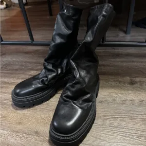 NEW Free People Black Leather Platform Boots