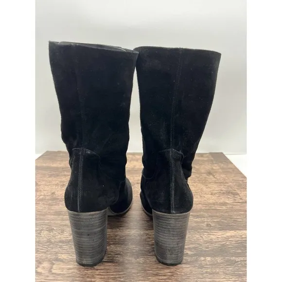 New Free People Dakota Black Suede Heeled Ankle Boots Size 40 US 10 Round Toe