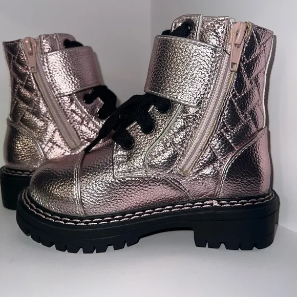 🌟New Girls' Kensington Metallic Pink Leather Strap Boots🌟