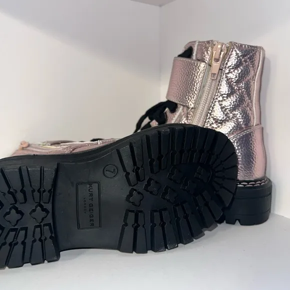 🌟New Girls' Kensington Metallic Pink Leather Strap Boots🌟