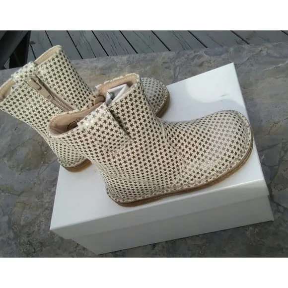 new girls PePe Star Gold Short Boots made in Italy leather 22 6 6.5 shoes
