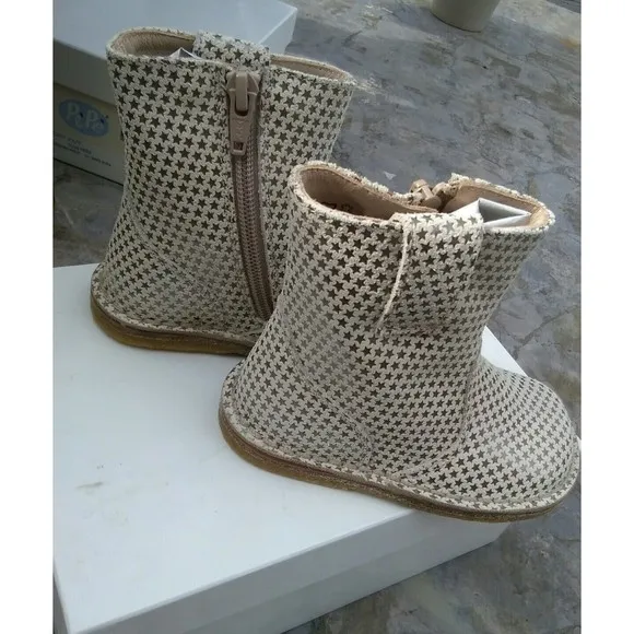 new girls PePe Star Gold Short Boots made in Italy leather 22 6 6.5 shoes