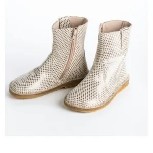 new girls PePe Star Gold Short Boots made in Italy leather 22 6 6.5 shoes