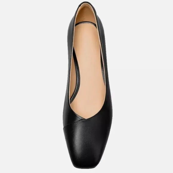 NEW IN BOX! FEMSTEP BLACK LEATHER SQUARE TOE HEELS PUMPS DRESS SHOES WOMENS 7.5
