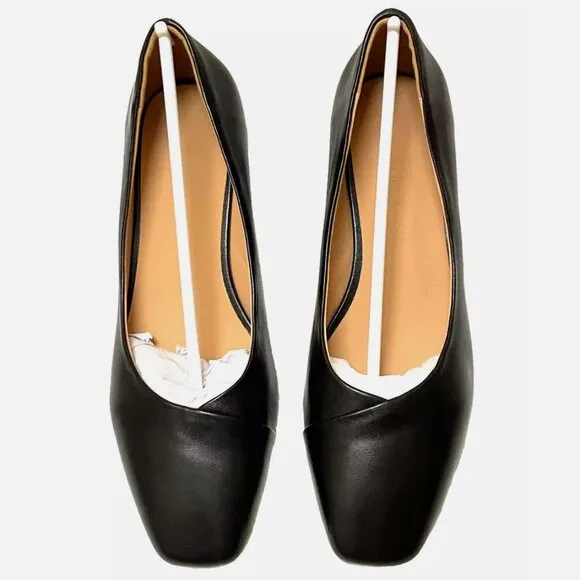 NEW IN BOX! FEMSTEP BLACK LEATHER SQUARE TOE HEELS PUMPS DRESS SHOES WOMENS 7.5
