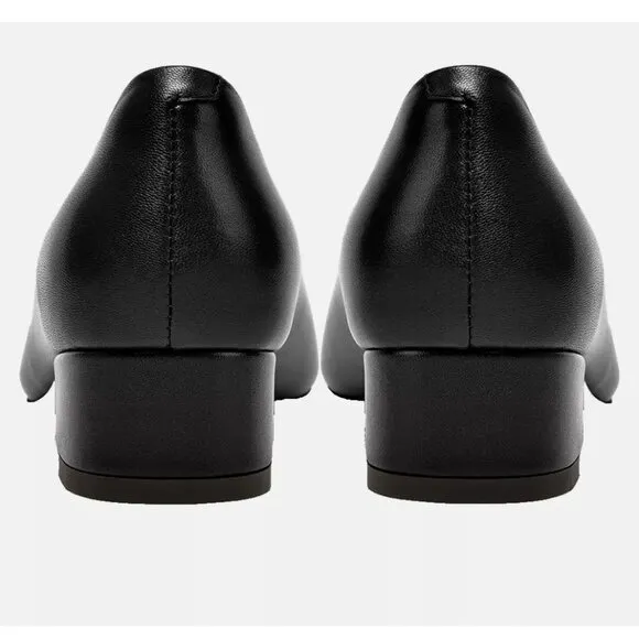 NEW IN BOX! FEMSTEP BLACK LEATHER SQUARE TOE HEELS PUMPS DRESS SHOES WOMENS 7.5