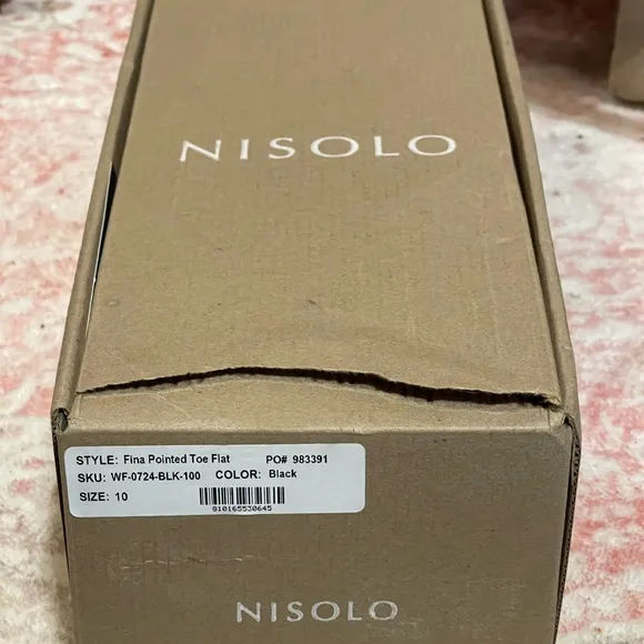 New In Box Nisolo Black Fina Pointed Toe Leather Flats Size 10 French Girl Style