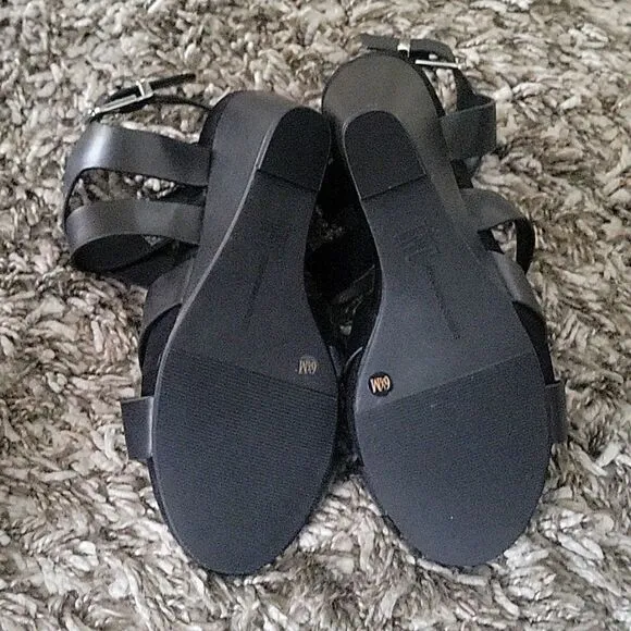 NEW INC INTERNATIONAL CONCEPTS Black Landor Wedge Comfort Sandals Wedges 6.5