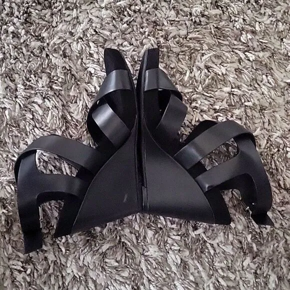 NEW INC INTERNATIONAL CONCEPTS Black Landor Wedge Comfort Sandals Wedges 6.5