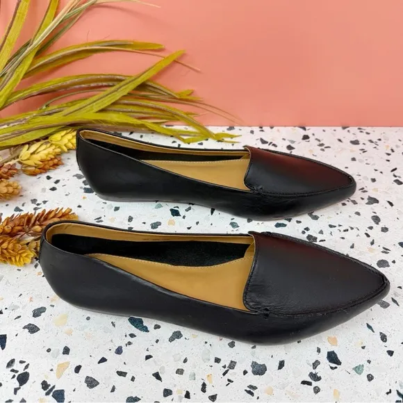 NEW J. Crew Black Leather Pointed Women’s Loafer Ballet Flats Sz 8.5