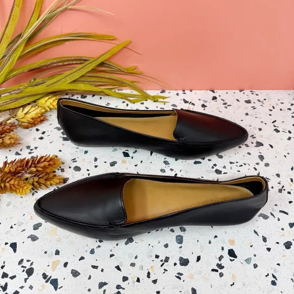 NEW J. Crew Black Leather Pointed Women’s Loafer Ballet Flats Sz 8.5