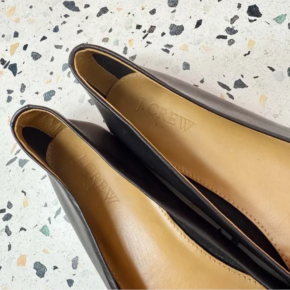NEW J. Crew Black Leather Pointed Women’s Loafer Ballet Flats Sz 8.5