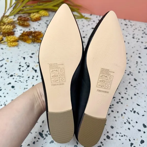 NEW J. Crew Black Leather Pointed Women’s Loafer Ballet Flats Sz 8.5