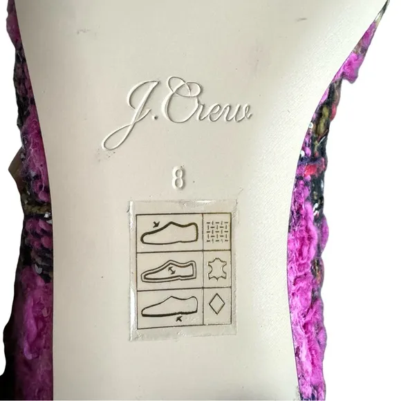 NEW J. Crew Sequin Tweed Ballet Flats Fresh Berry Leather Pointed Toe Patent