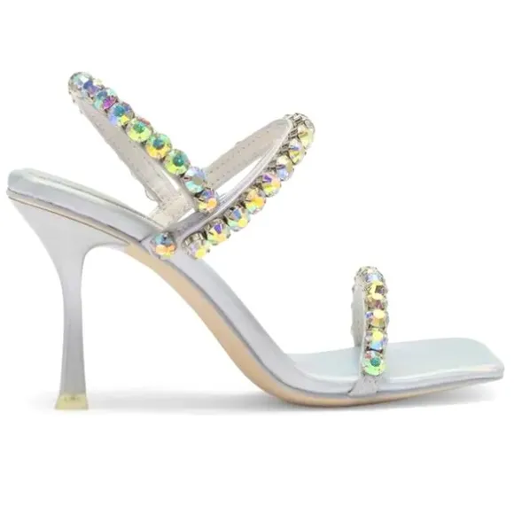 New Jeffrey Campbell x Anthropologie Saints 7.5 Blue Silver Rhinestone Slingback