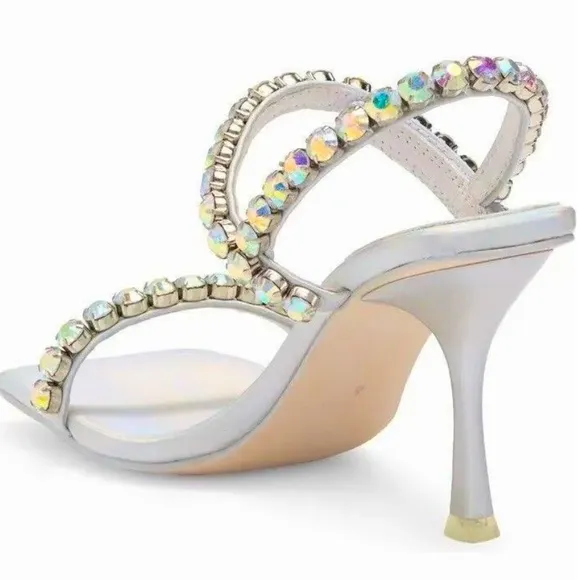 New Jeffrey Campbell x Anthropologie Saints 7.5 Blue Silver Rhinestone Slingback