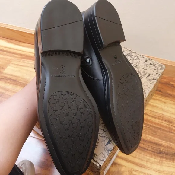 New KARL LAGERFELD PARISMen's Leather Side-Zip Buckle Boots size 8