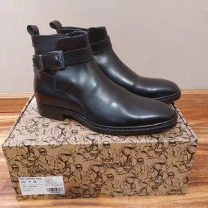 New KARL LAGERFELD PARISMen's Leather Side-Zip Buckle Boots size 8