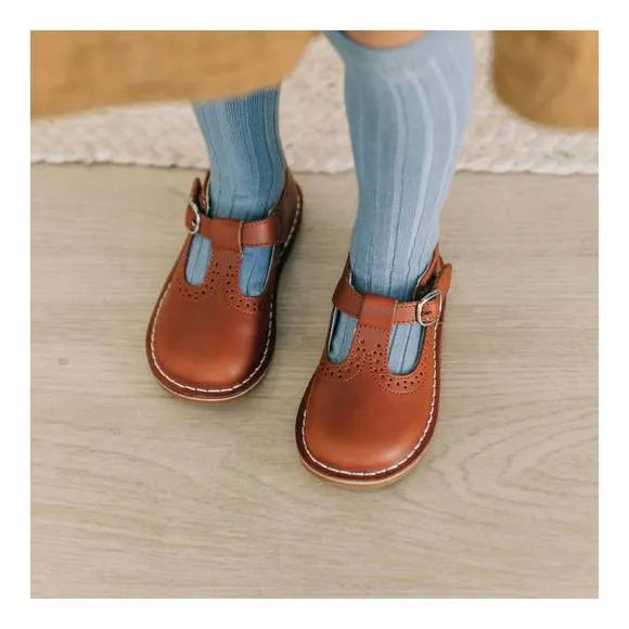 NEW L'AMOUR girl's frances t-strap mary jane shoes in chestnut
