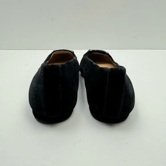 NEW Lauren Ralph Lauren | Lilah Black Velvet Crystal Logo Pointed Toe Flats