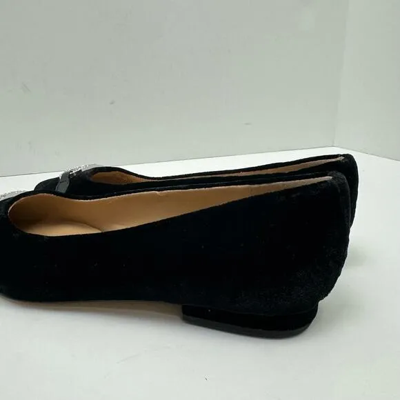 NEW Lauren Ralph Lauren | Lilah Black Velvet Crystal Logo Pointed Toe Flats